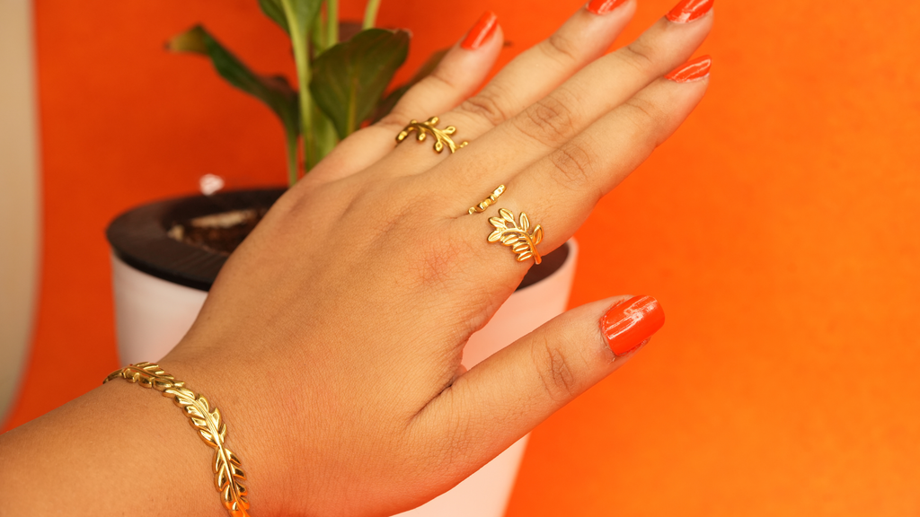 Organic Coral Branch Gold Adjustable Ring