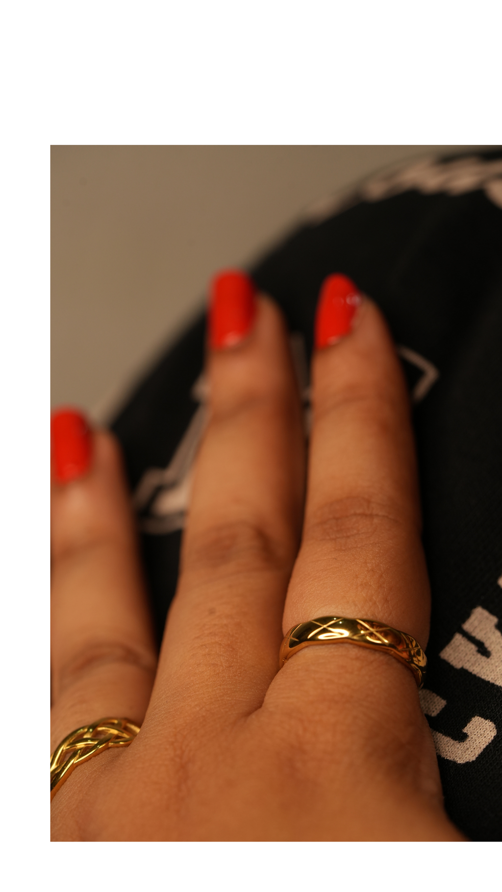Quilted Pattern Gold Adjustable Ring