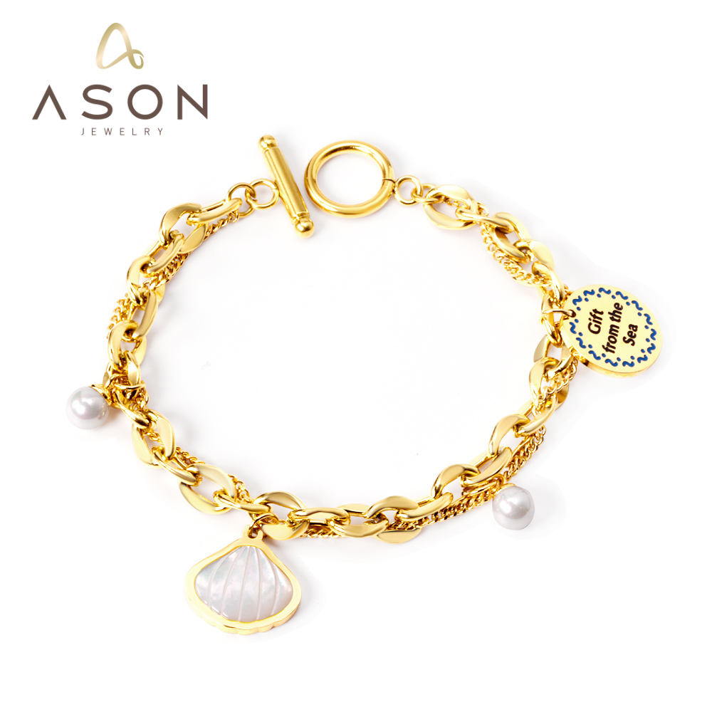 Ocean Charm & Pearl Toggle Bracelet