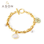 Ocean Charm & Pearl Toggle Bracelet