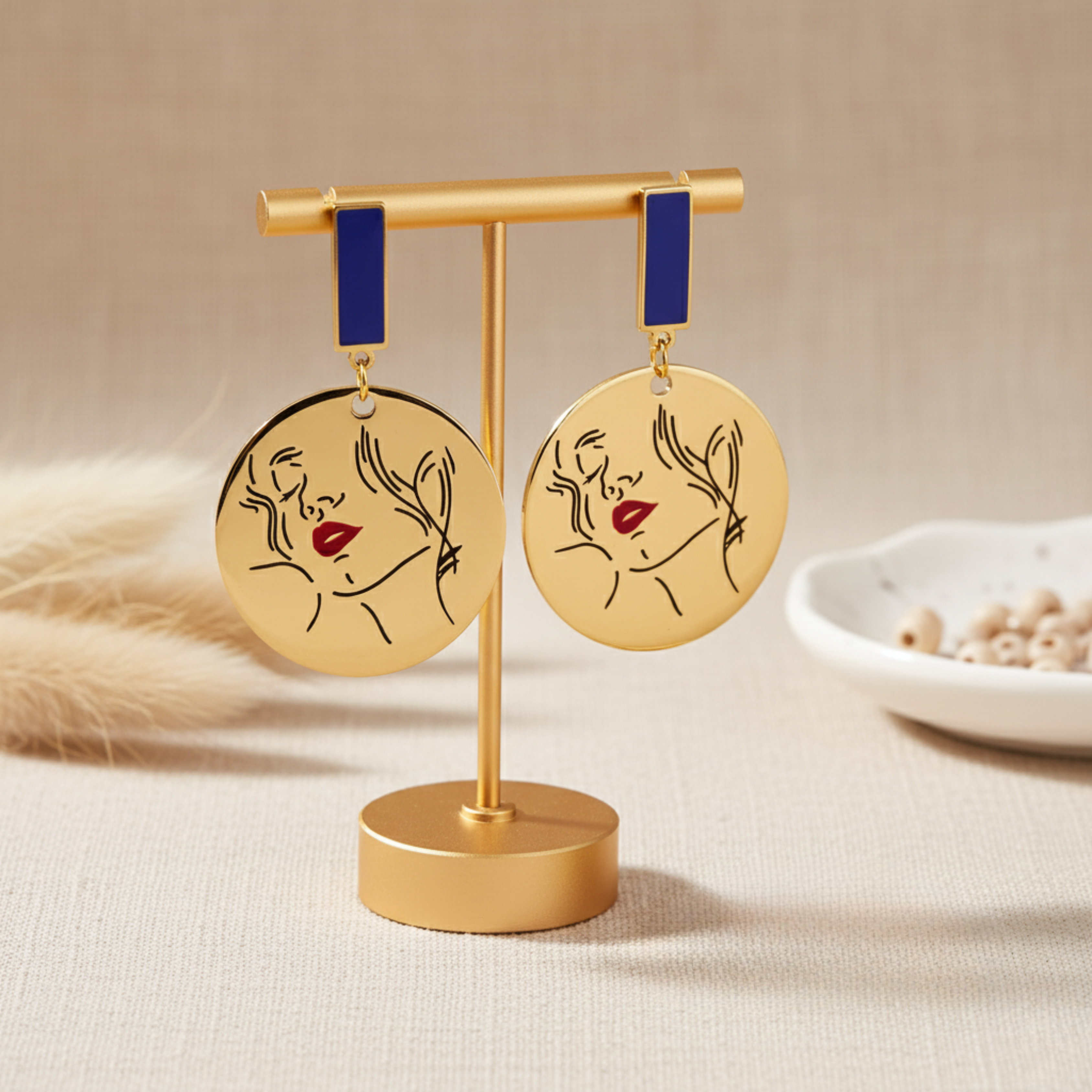 Abstract Face Line Art Dangle Earrings