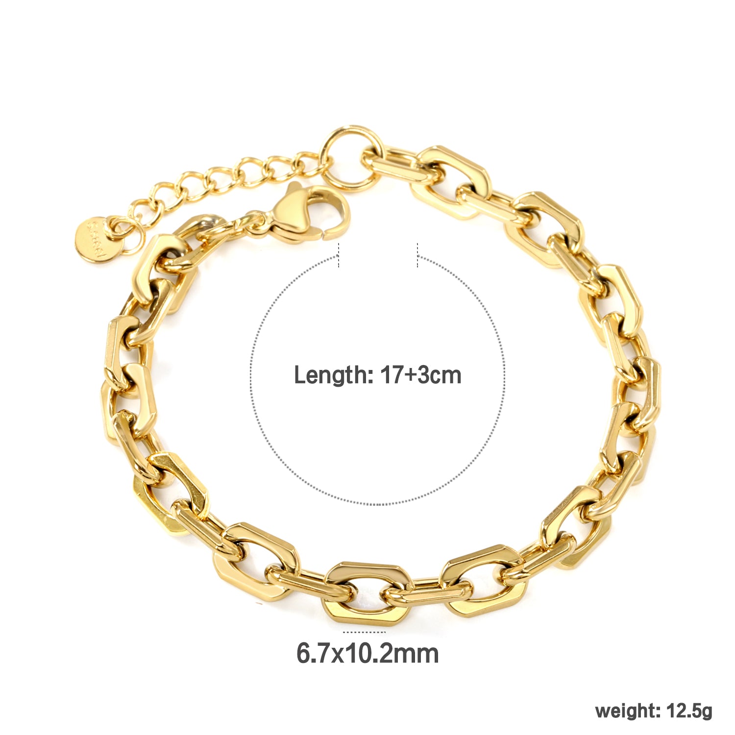 Chunky Geometric Link Gold Bracelet