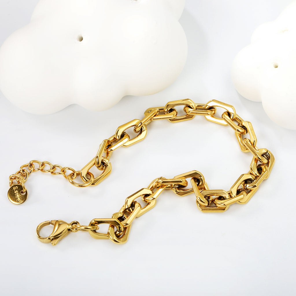 Chunky Geometric Link Gold Bracelet