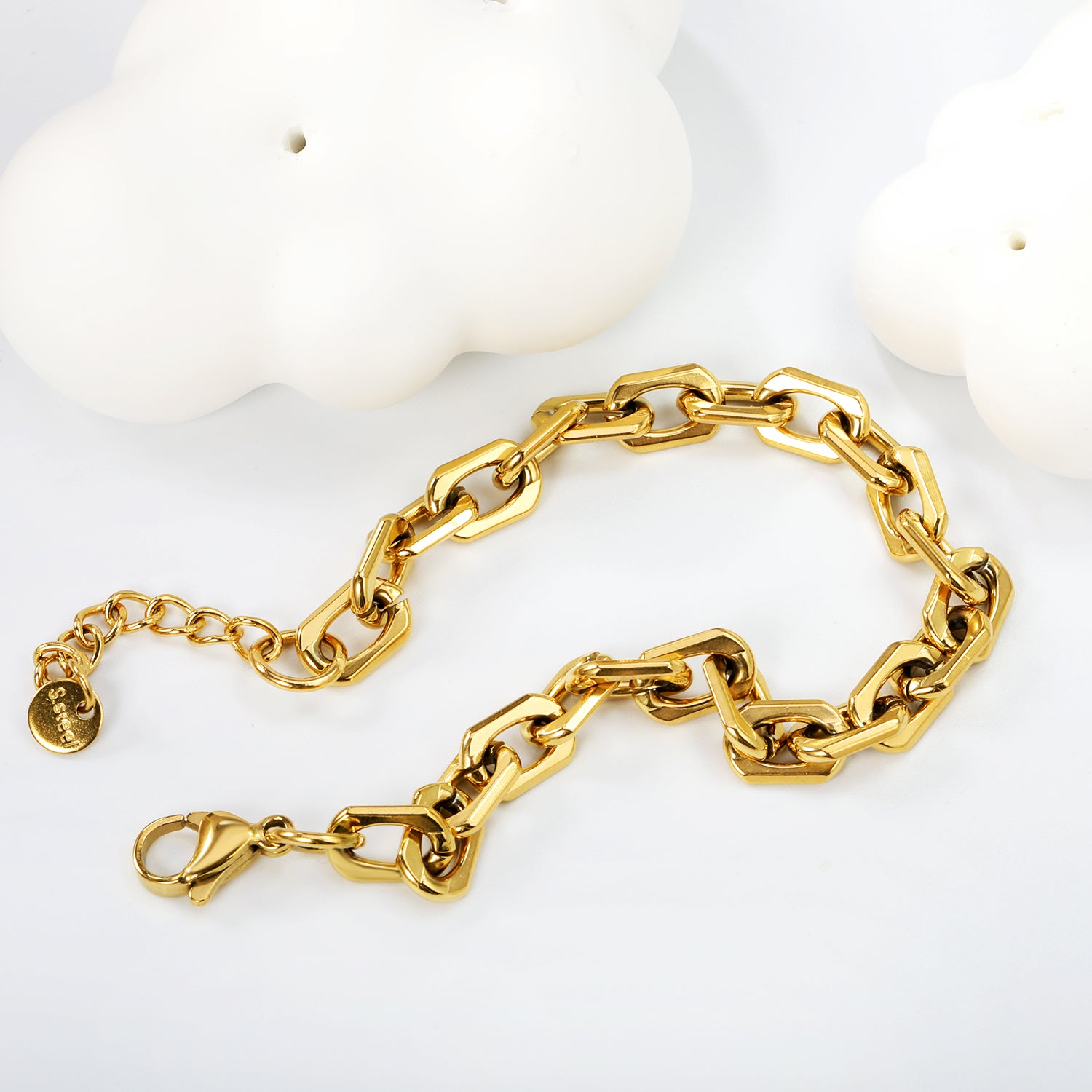 Chunky Geometric Link Gold Bracelet