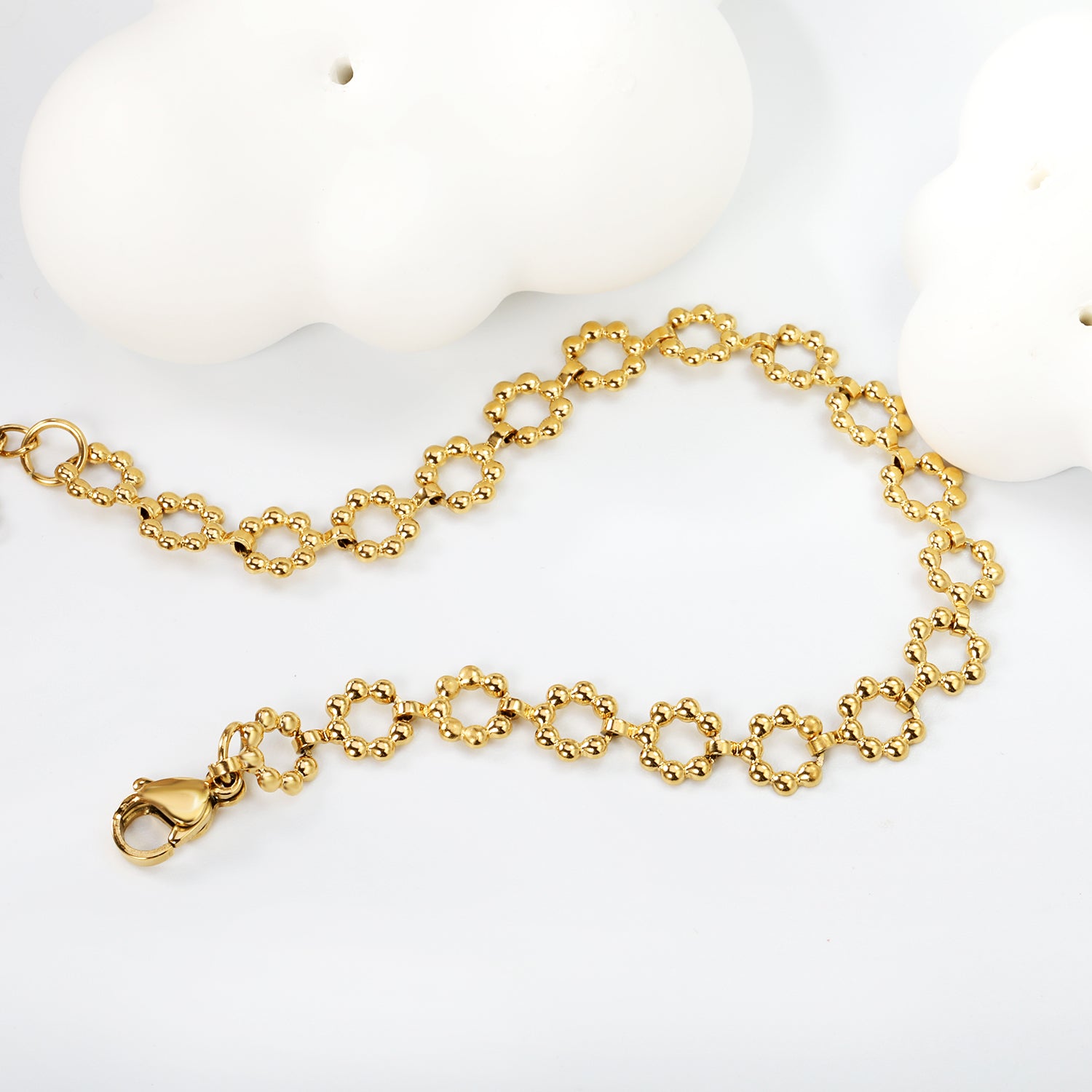 Dainty Floral Beaded Chain Bracelet