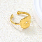 Gold Starburst Signet Adjustable Ring