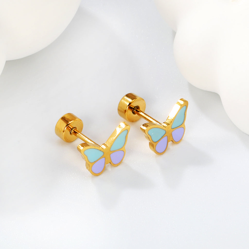 Colorful Enamel Butterfly Stud Earrings