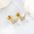 Colorful Enamel Butterfly Stud Earrings