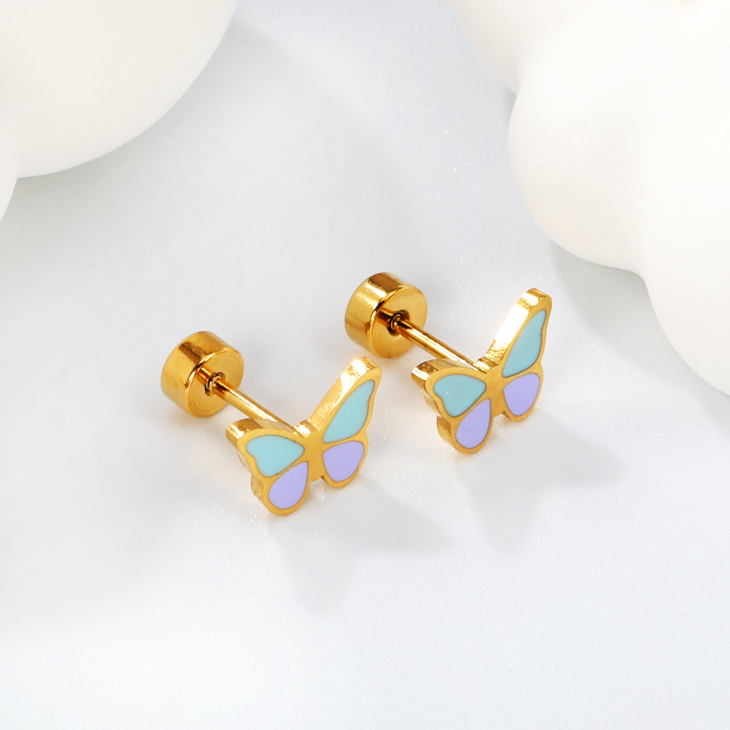 Colorful Enamel Butterfly Stud Earrings