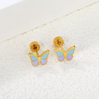 Colorful Enamel Butterfly Stud Earrings