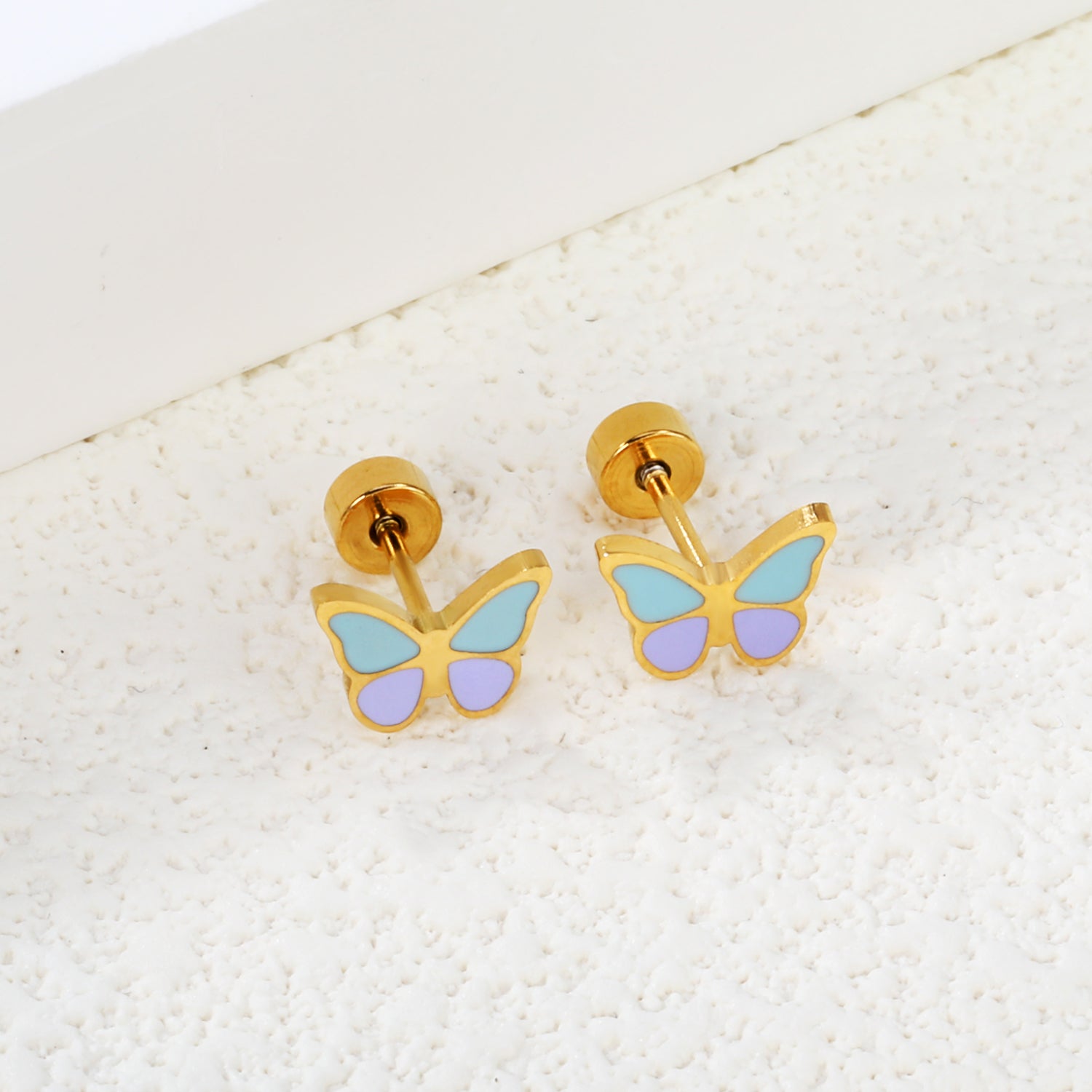 Colorful Enamel Butterfly Stud Earrings