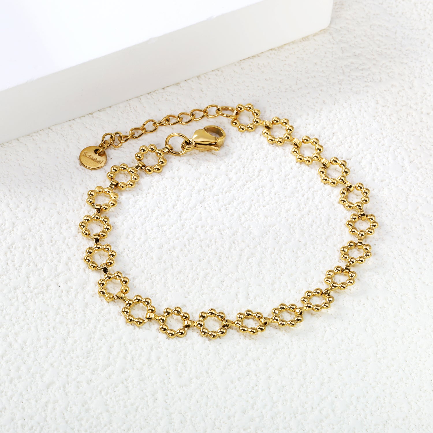 Dainty Floral Beaded Chain Bracelet