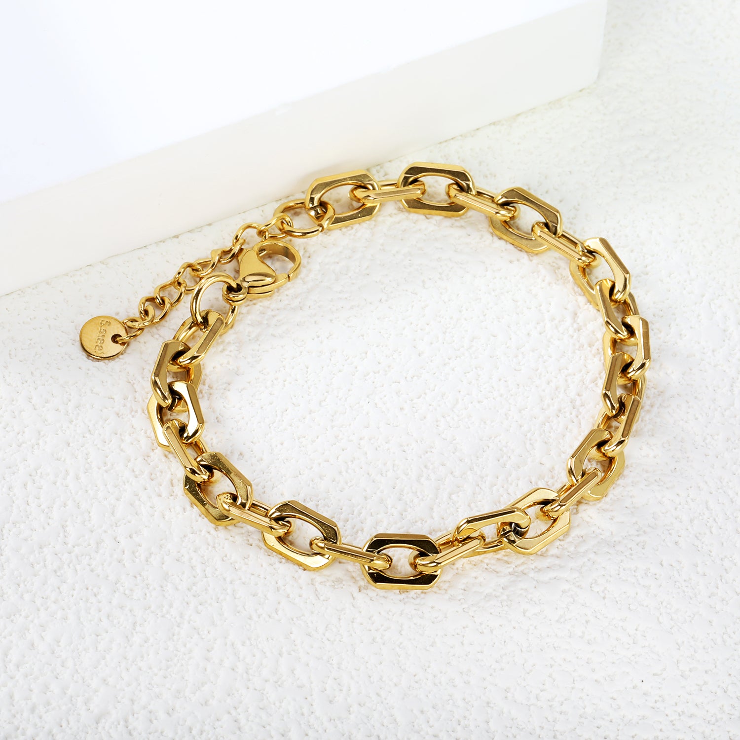 Chunky Geometric Link Gold Bracelet