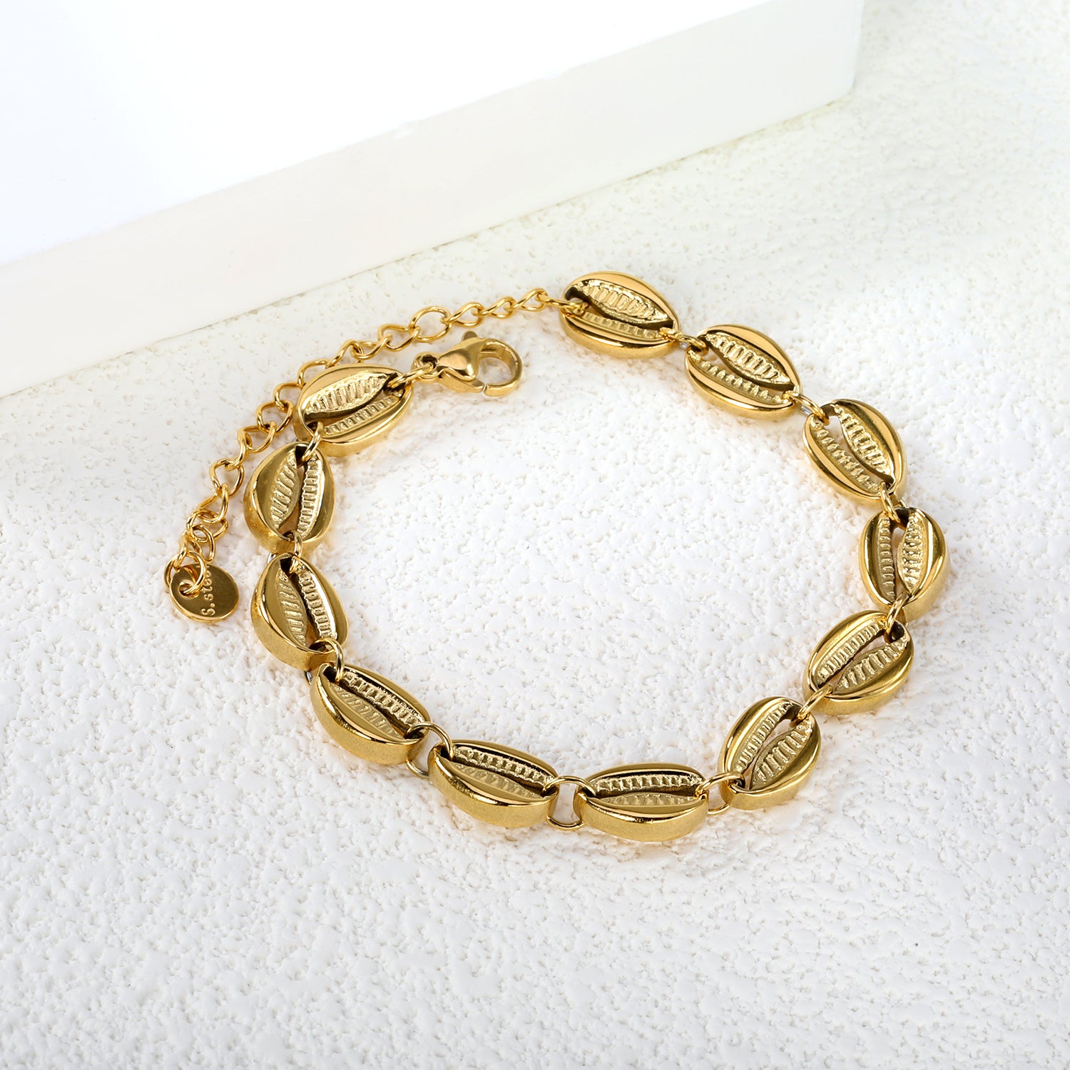 Gold Cowrie Shell Link Bracelet