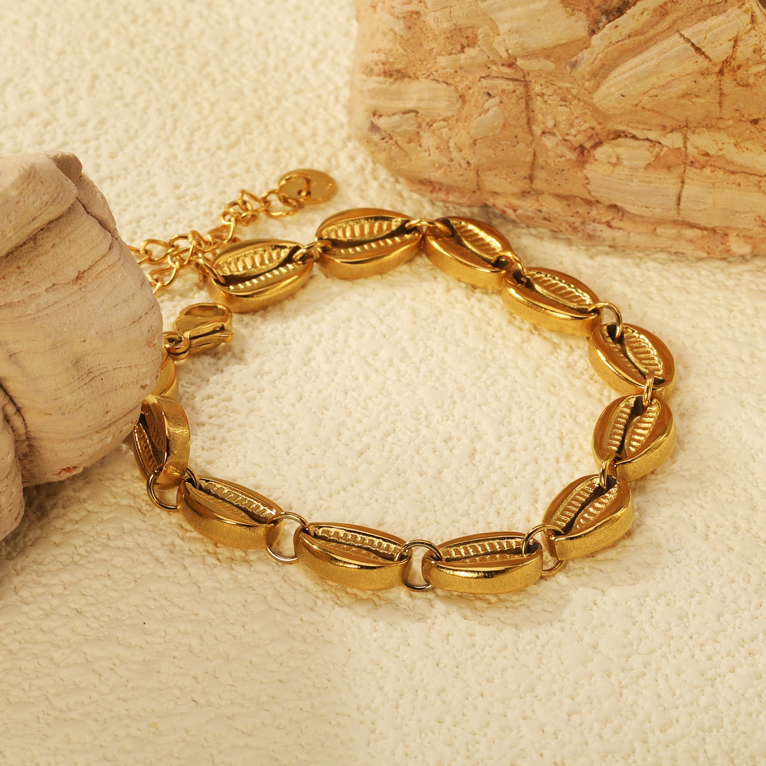 Gold Cowrie Shell Link Bracelet