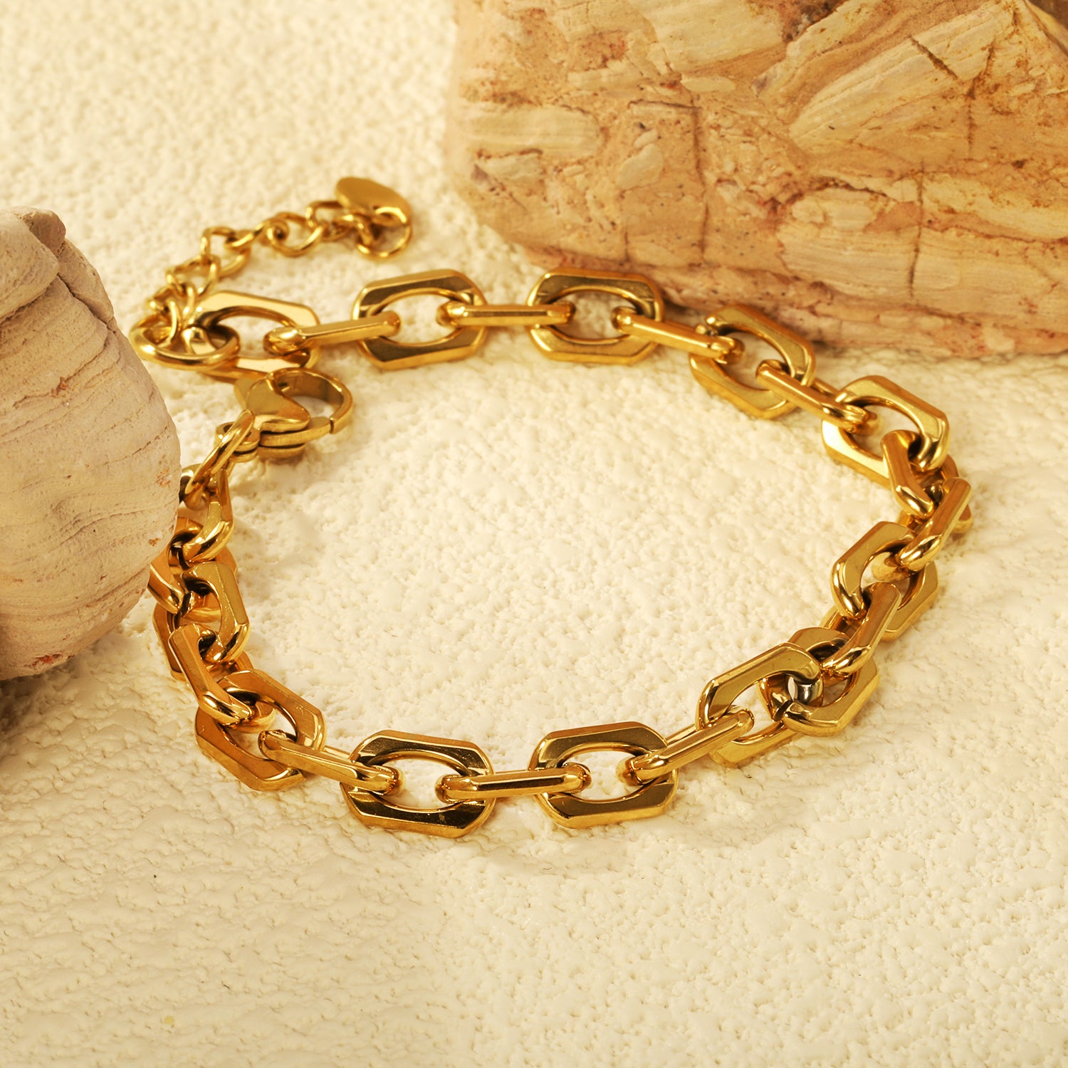 Chunky Geometric Link Gold Bracelet