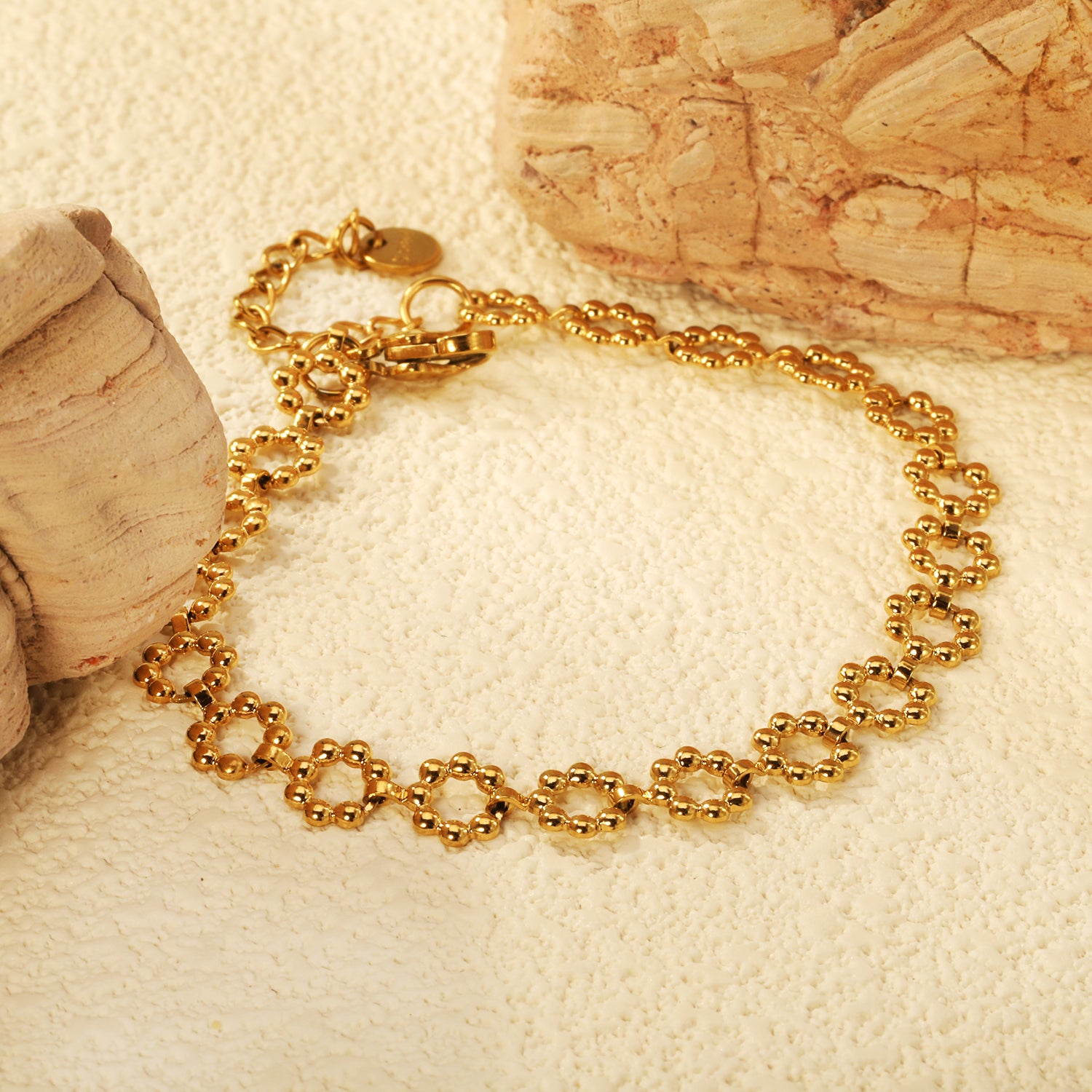 Dainty Floral Beaded Chain Bracelet