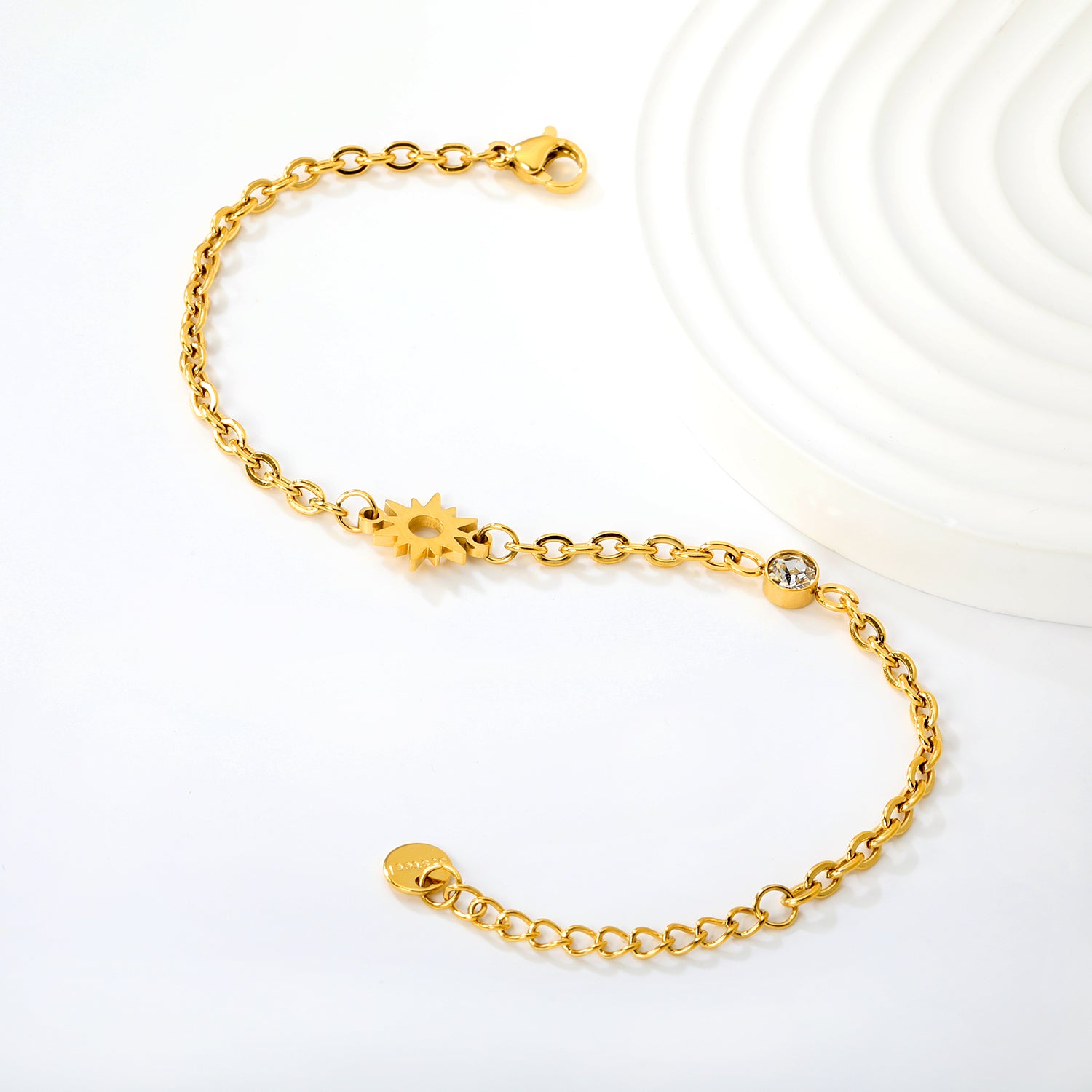Celestial Sun & Crystal Charm Bracelet - 18k Gold Plated