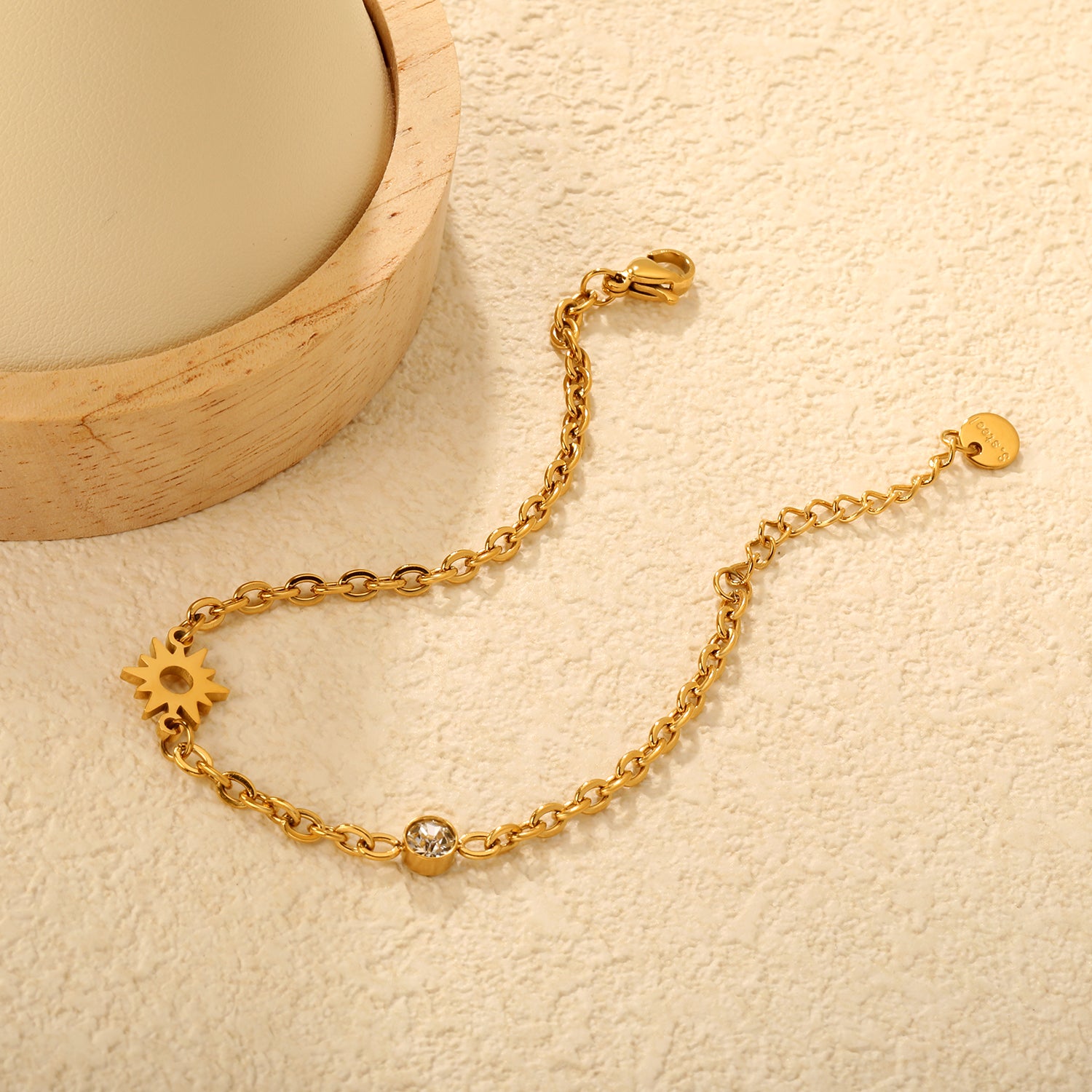Celestial Sun & Crystal Charm Bracelet - 18k Gold Plated