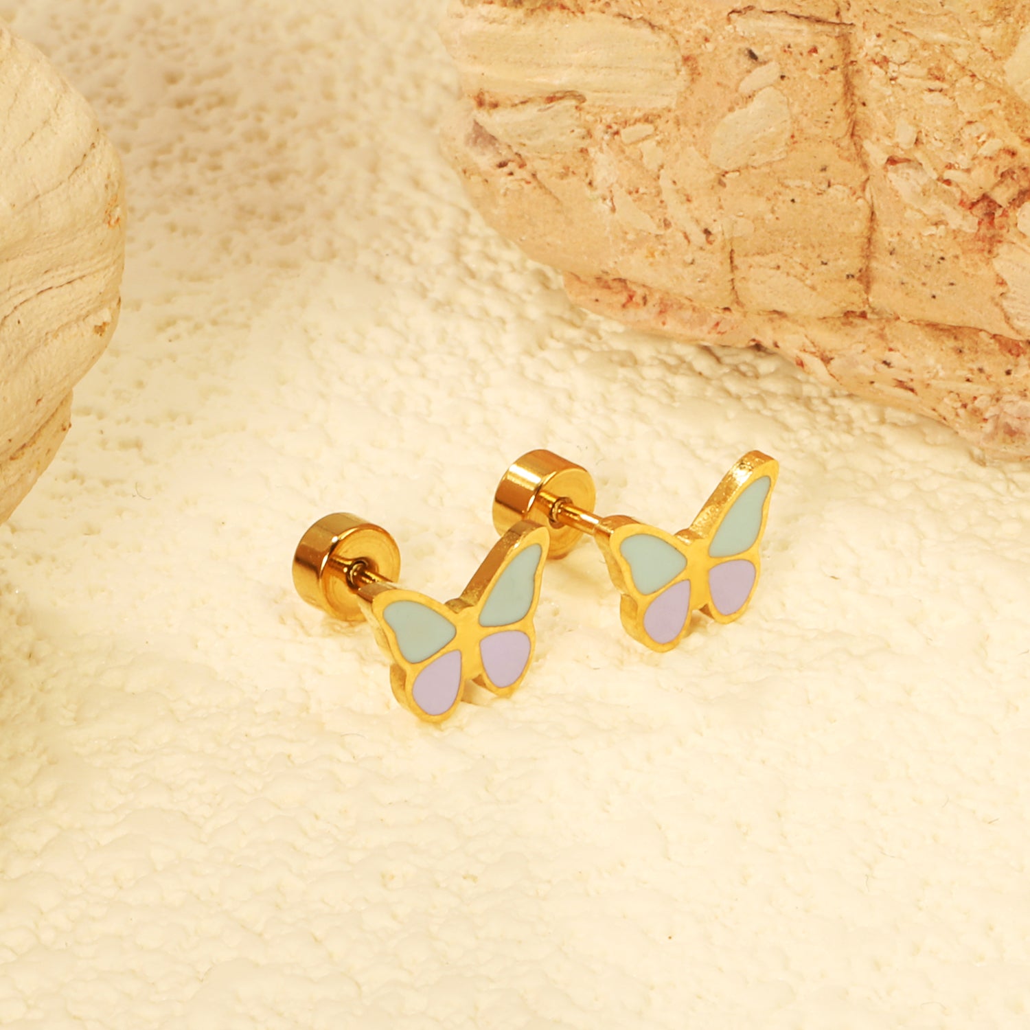 Colorful Enamel Butterfly Stud Earrings