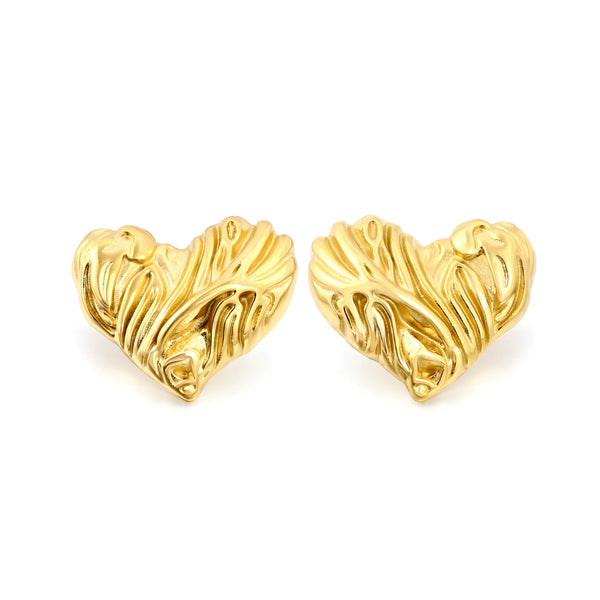 Sculptural Textured Heart Stud Earrings