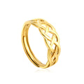 18k gold plated ring with intricate design on a white background