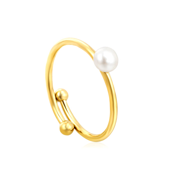 Minimalist Pearl Bypass Adjustable Ring