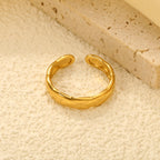 Quilted Pattern Gold Adjustable Ring
