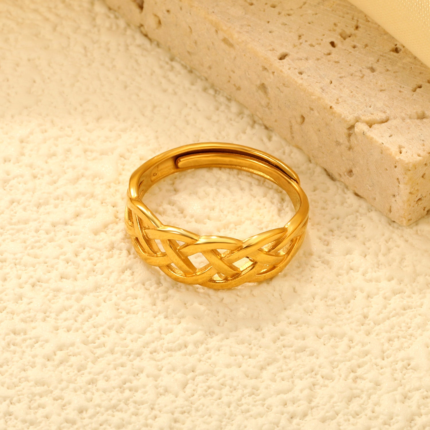 Woven Celtic Knot Gold Adjustable Ring