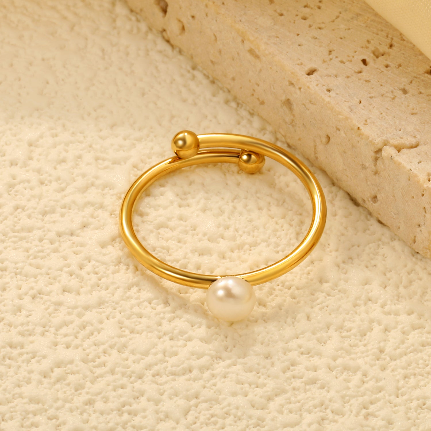 Minimalist Pearl Bypass Adjustable Ring