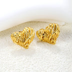 Sculptural Textured Heart Stud Earrings