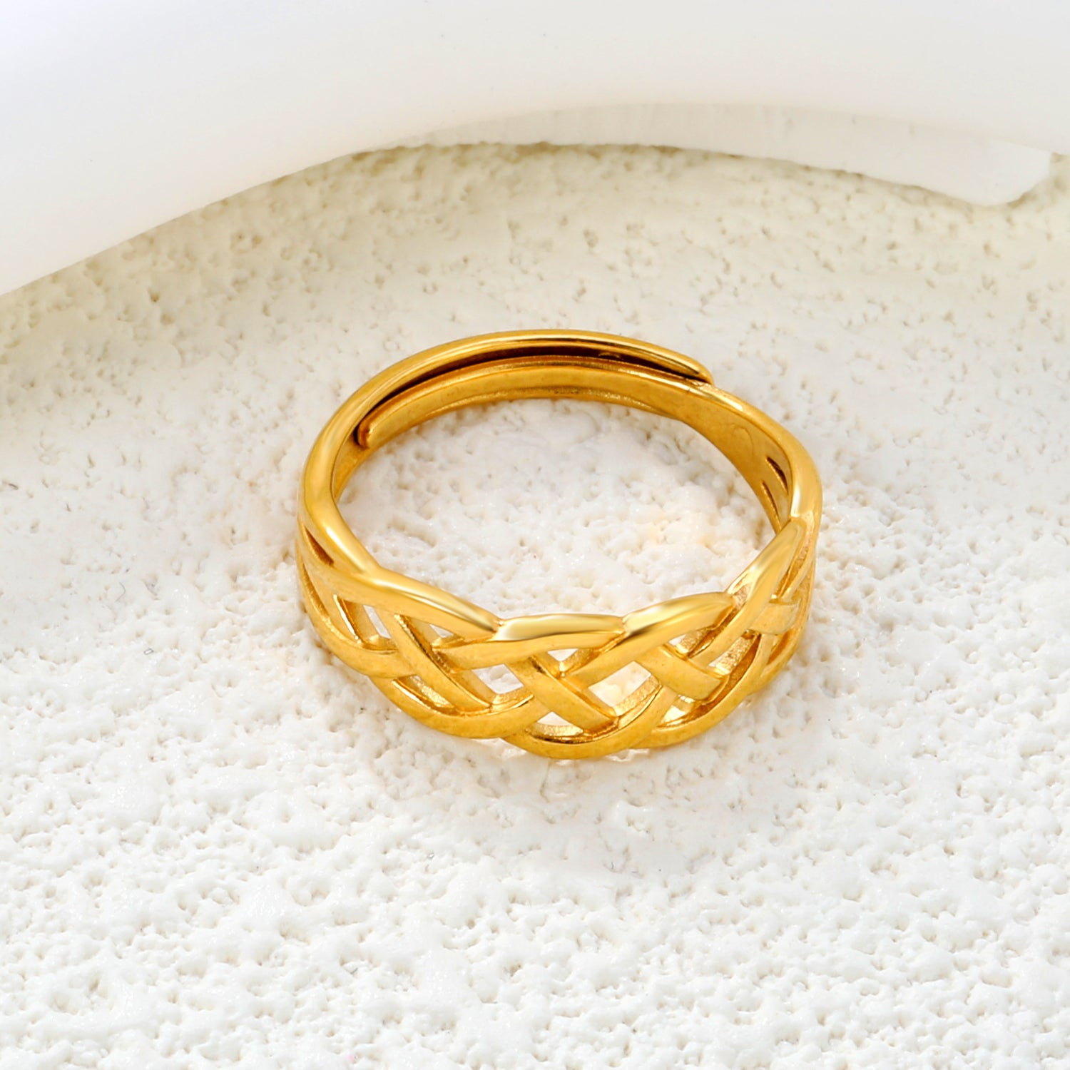 Woven Celtic Knot Gold Adjustable Ring