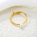 Minimalist Pearl Bypass Adjustable Ring