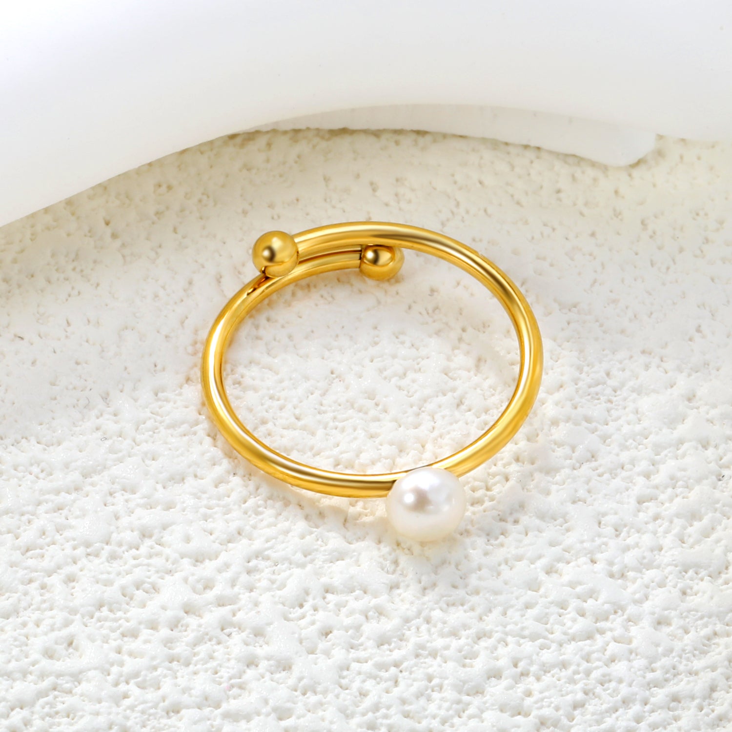 Minimalist Pearl Bypass Adjustable Ring