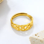 Woven Celtic Knot Gold Adjustable Ring