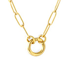 Gold Paperclip Chain Necklace with Toggle Clasp