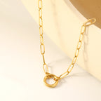 Gold Paperclip Chain Necklace with Toggle Clasp
