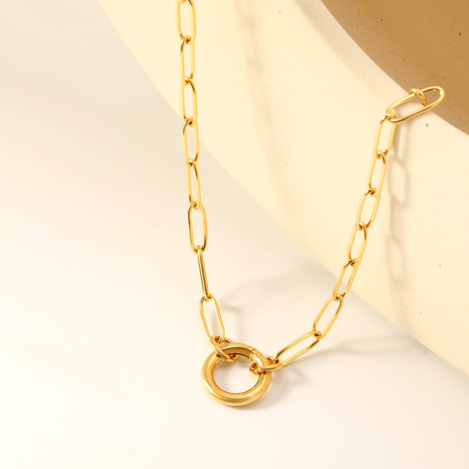 Gold Paperclip Chain Necklace with Toggle Clasp