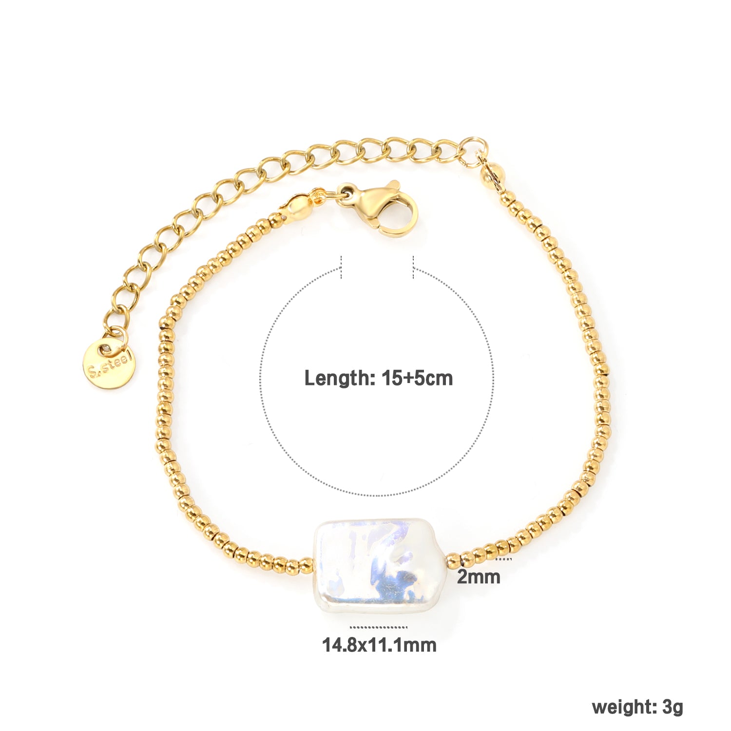 18K Gold Plated Baroque Pearl & Gold Bead Bracelet | Waterproof