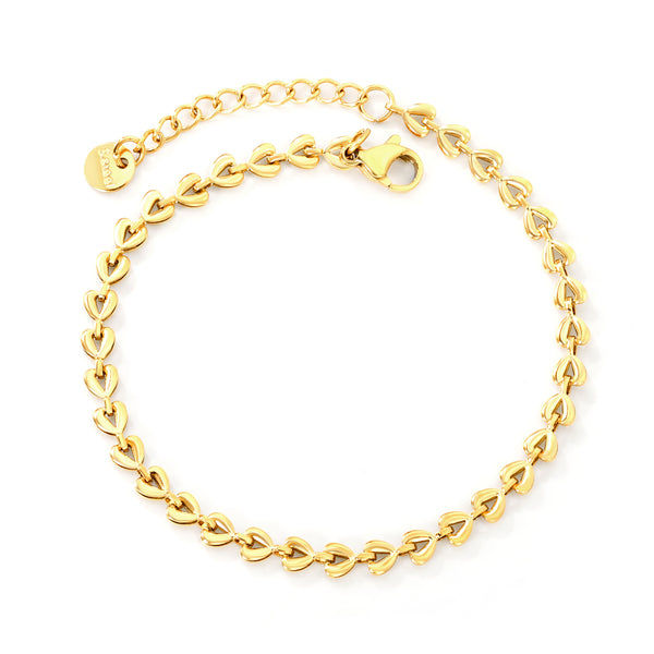 Dainty Gold Heart Link Chain Bracelet
