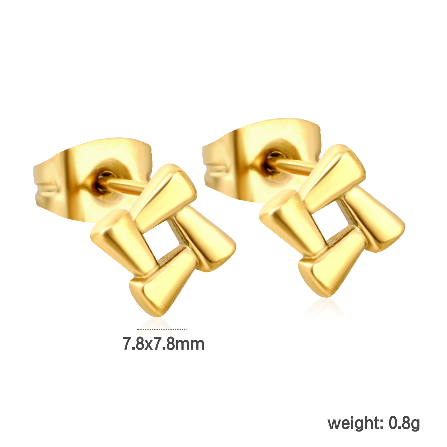 Gold Woven Geometric Stud Earrings