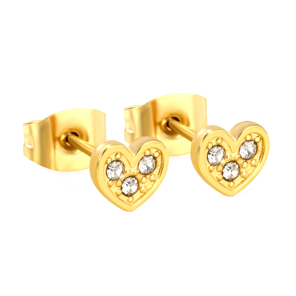 Crystal Pavé Heart Stud Earrings