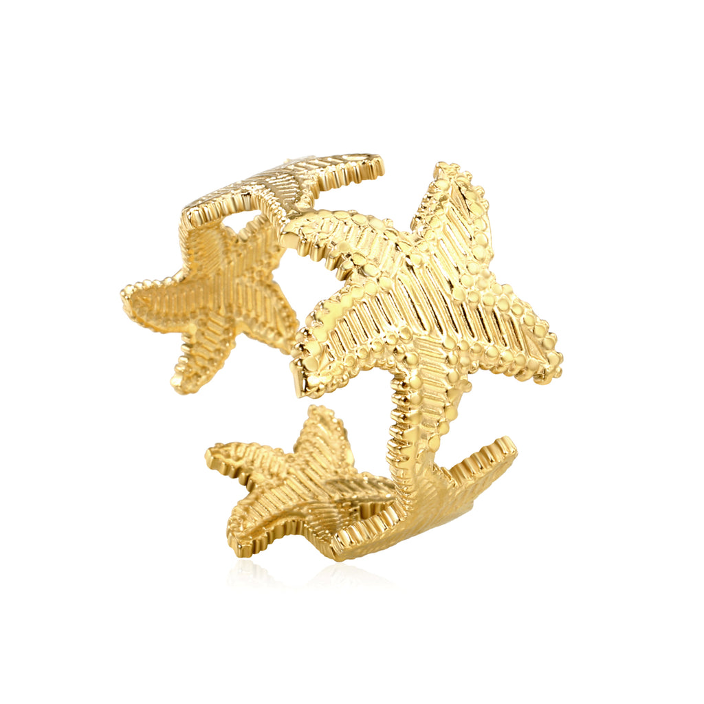 Starfish Adjustable Ring - 18k Gold Plated Stainless Steel