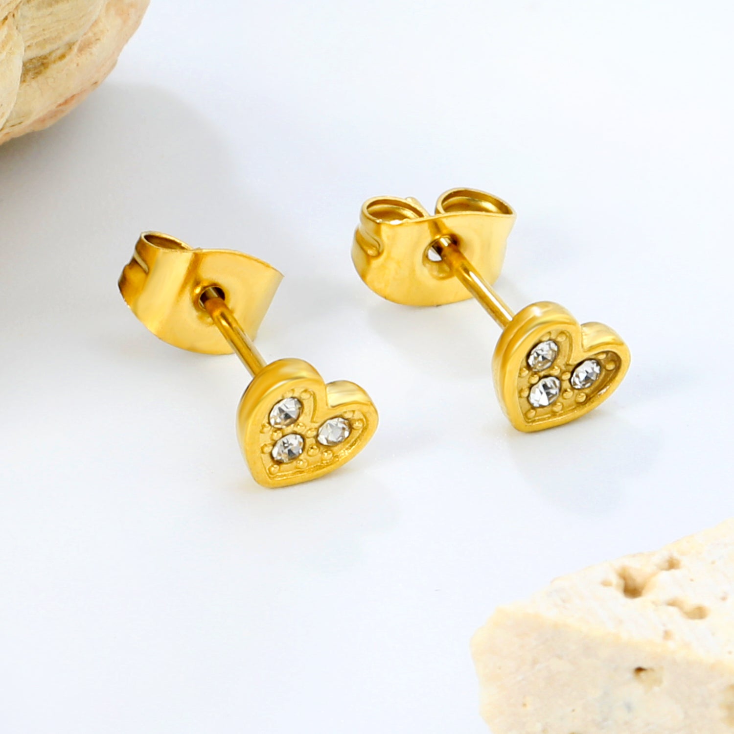 Crystal Pavé Heart Stud Earrings