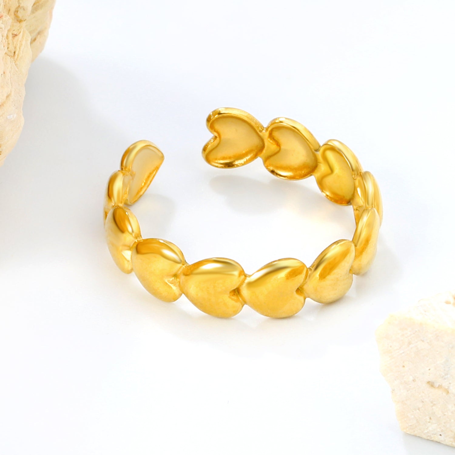Dainty Gold Multi-Heart Adjustable Ring