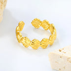 Scallop Seashell Gold Adjustable Ring