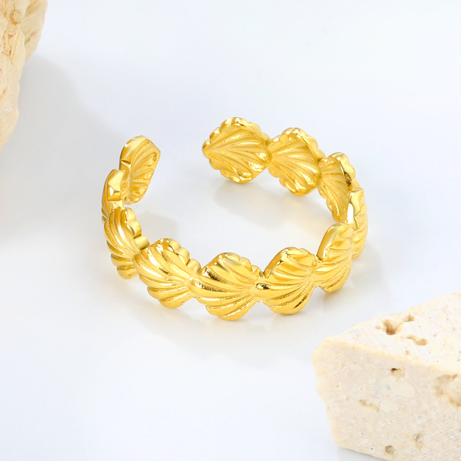 Scallop Seashell Gold Adjustable Ring