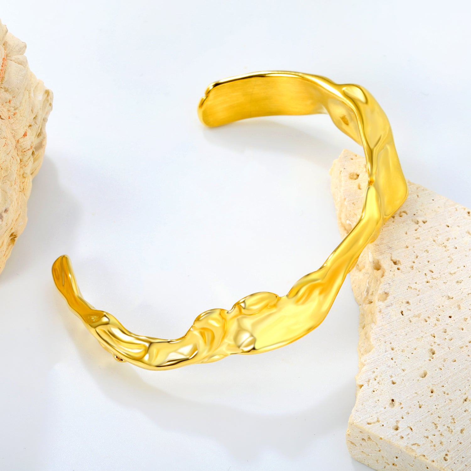 Molten Gold Abstract Cuff Bracelet
