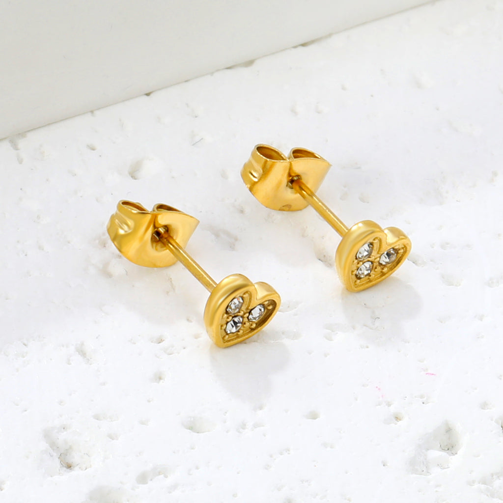 Crystal Pavé Heart Stud Earrings