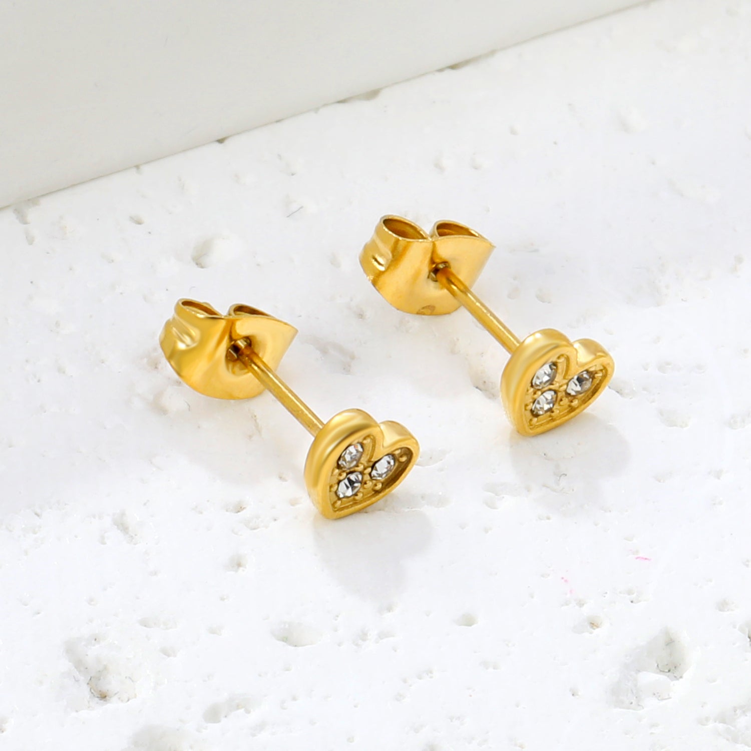 Crystal Pavé Heart Stud Earrings